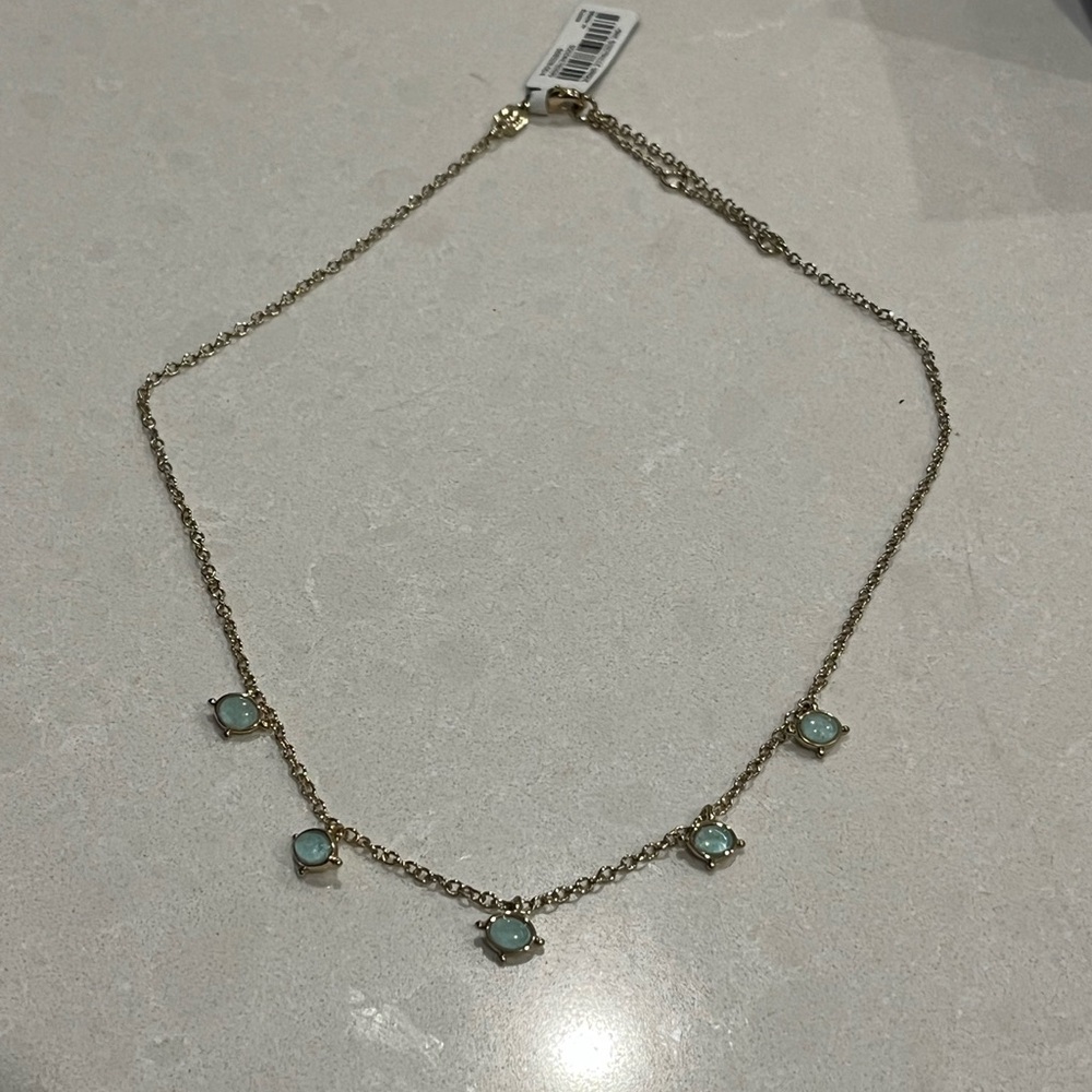 Banana Republic Gold Necklace with Light Blue Accents